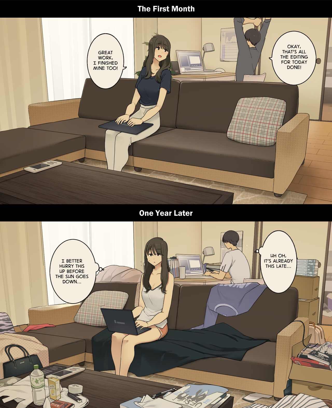 A Day in the Life of a Couple: Their First Month Living Together vs. One Year Later - Chapter 1 — Page 11