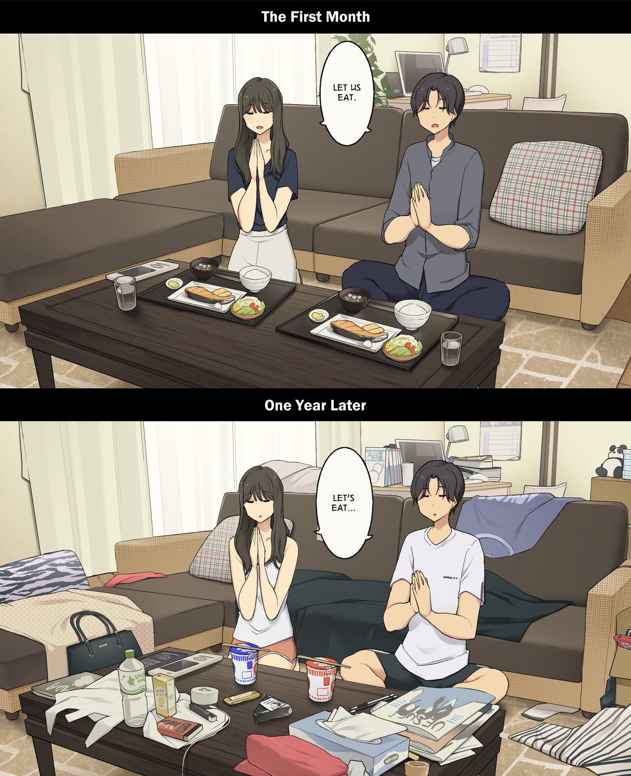 A Day in the Life of a Couple: Their First Month Living Together vs. One Year Later - Chapter 1 — Page 7