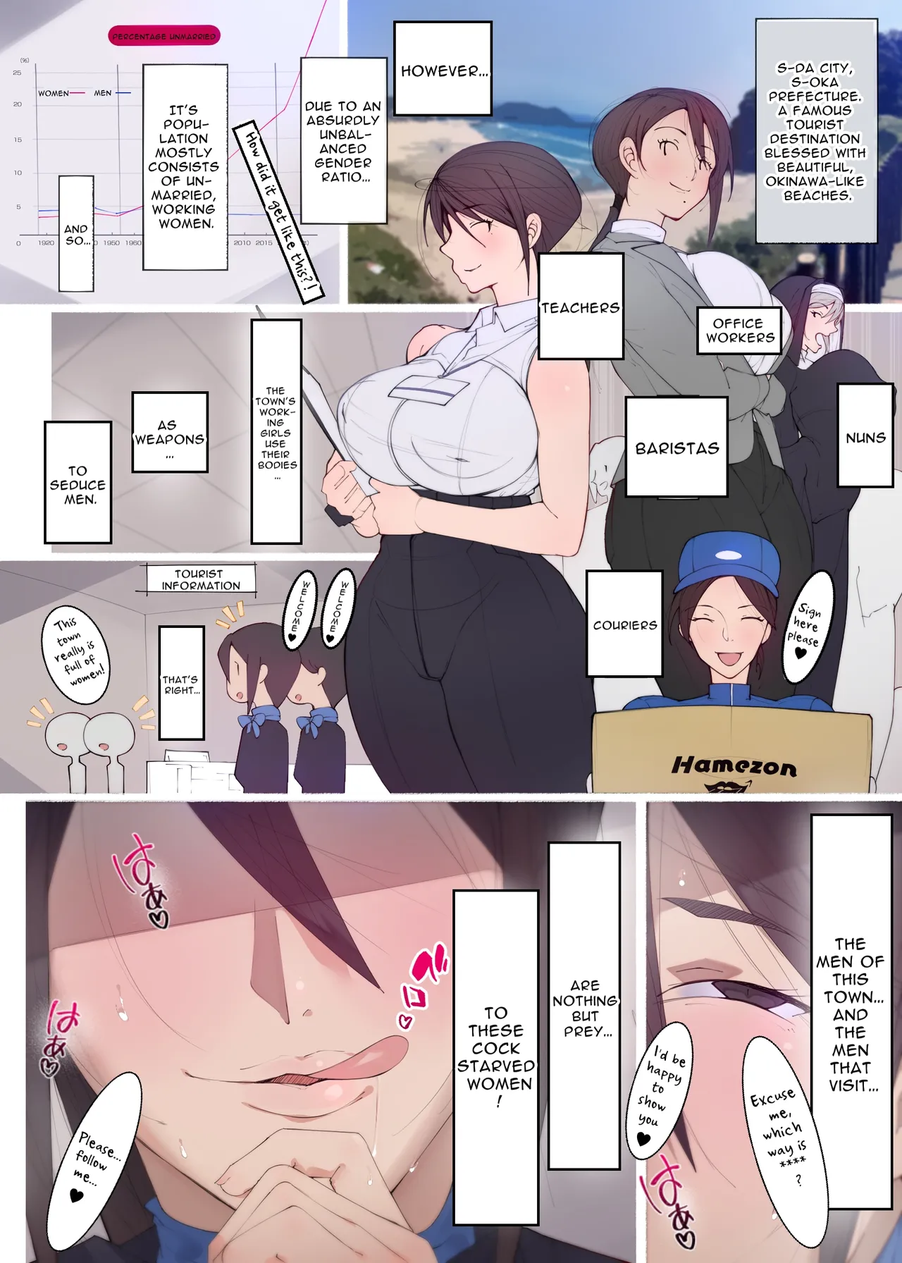 Something's wrong with the women in this town ~sex hungry ladies ready to pounce~ Working Girls #2 [Agobitch] - Chapter 1 — Page 7